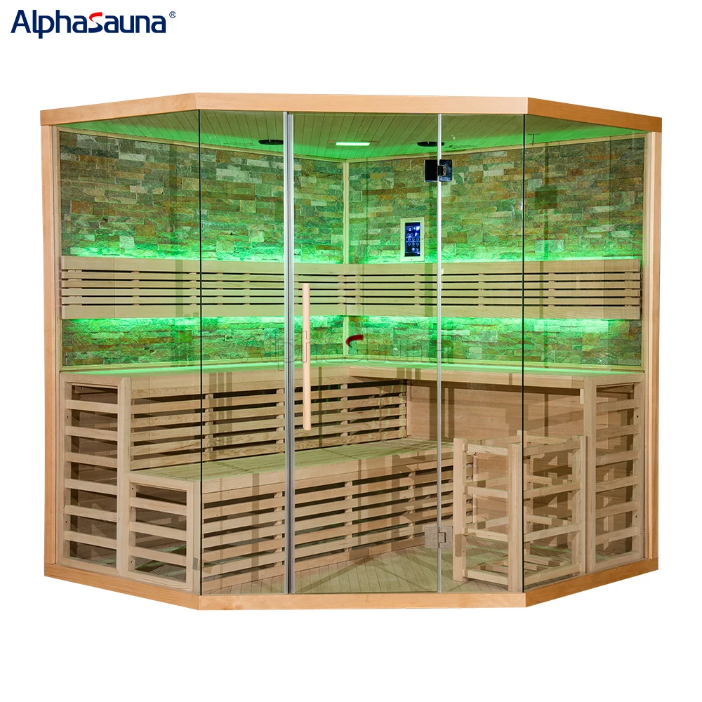 Sauna Rooms Indoor 10 Person Traditional Dry Home Sauna Corner Finish For Sale