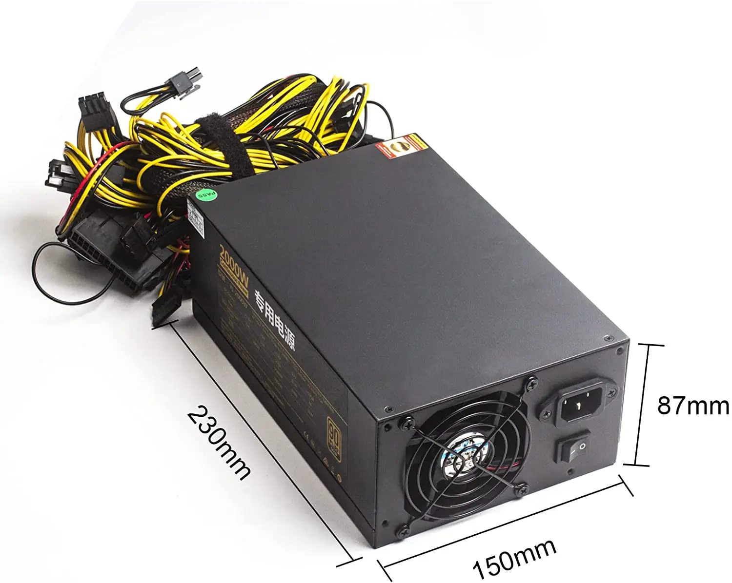 2000W Power Supply 90 plus Gold Certified ATX Power Supply 180V-240V ATX PSU With Cool Fan for 8GPU Server Case