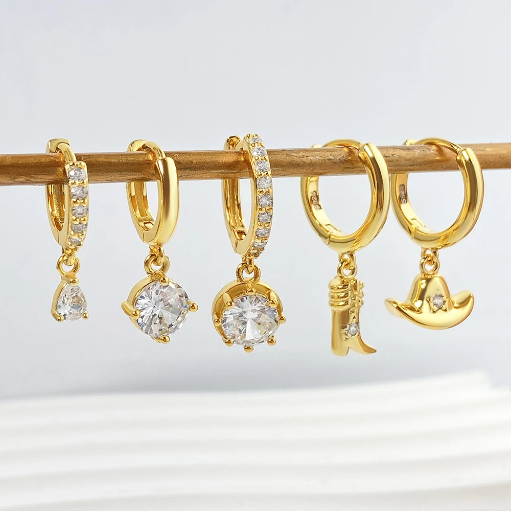 FOXI 925 серьги из стерлингового серебра 18K позолота 5A круглые кубические циркониевые Родиевые серьги-кольца