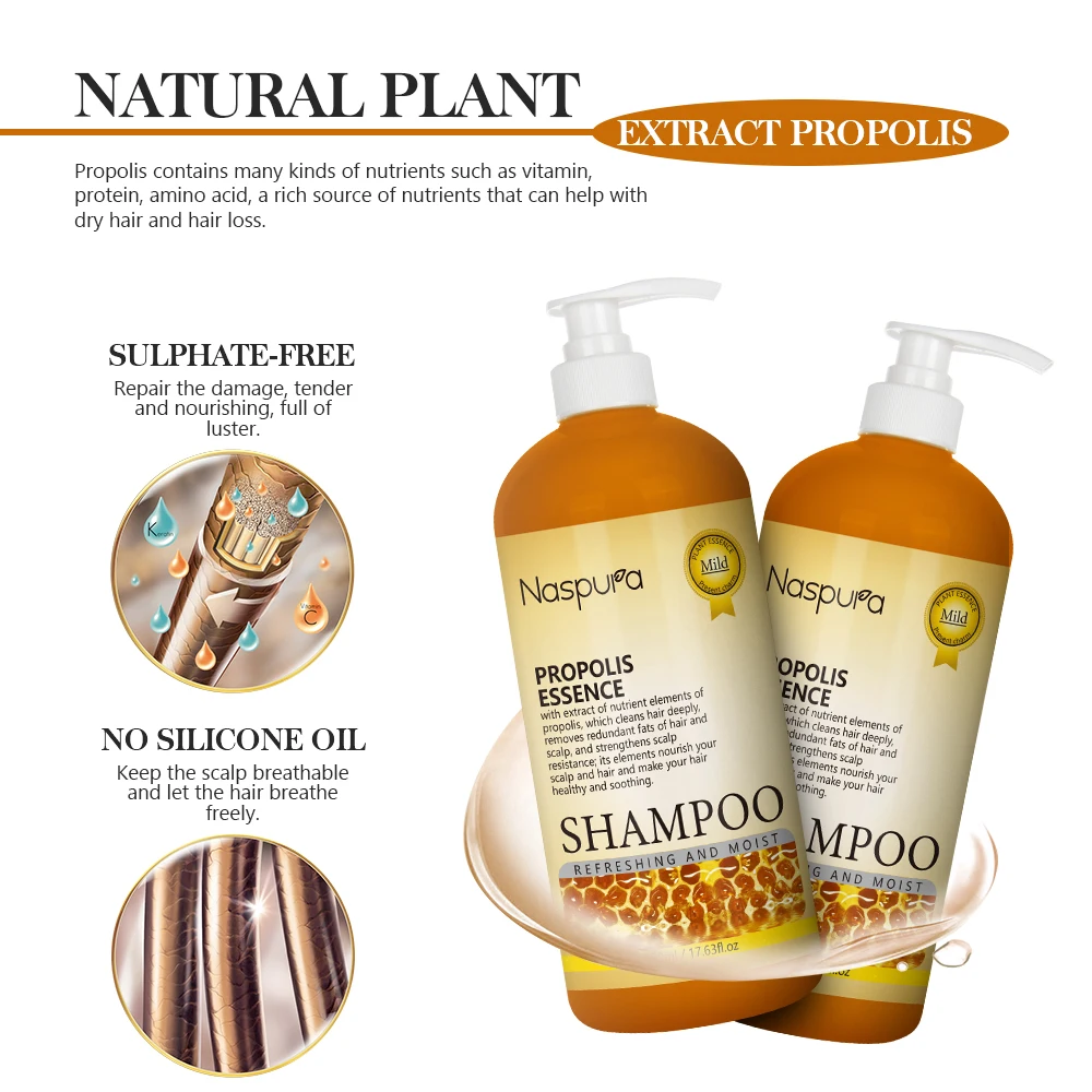 Intensely Hydrate Rich Nutrient Natural Propolis Extract High Nourishing Dry & Frizz Hair Shampoo