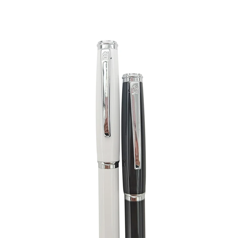 Factory custom high quality sale custom white metal pen gift set flex nib fountain pen