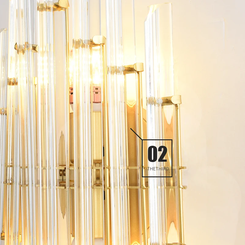 Modern Hotel Indoor Brass Living Room Bedside Luxury Wall Light Sconce Gold Iron Crystal Wall Lamp For Home Bedroom Decoration