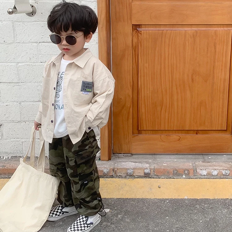 Customized Spring And Autumn Child Clothing 100% Cotton Camouflage Toddler Clothes Kids Boy Cargo Pants
