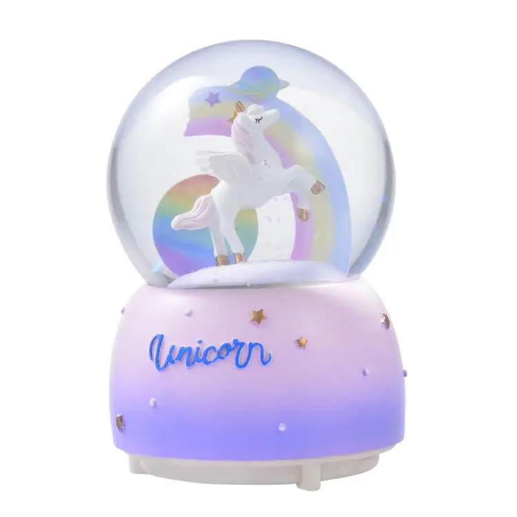 
Rotate Music Box Unicorn Crystal Ball Snow Globe Birthday Gift 