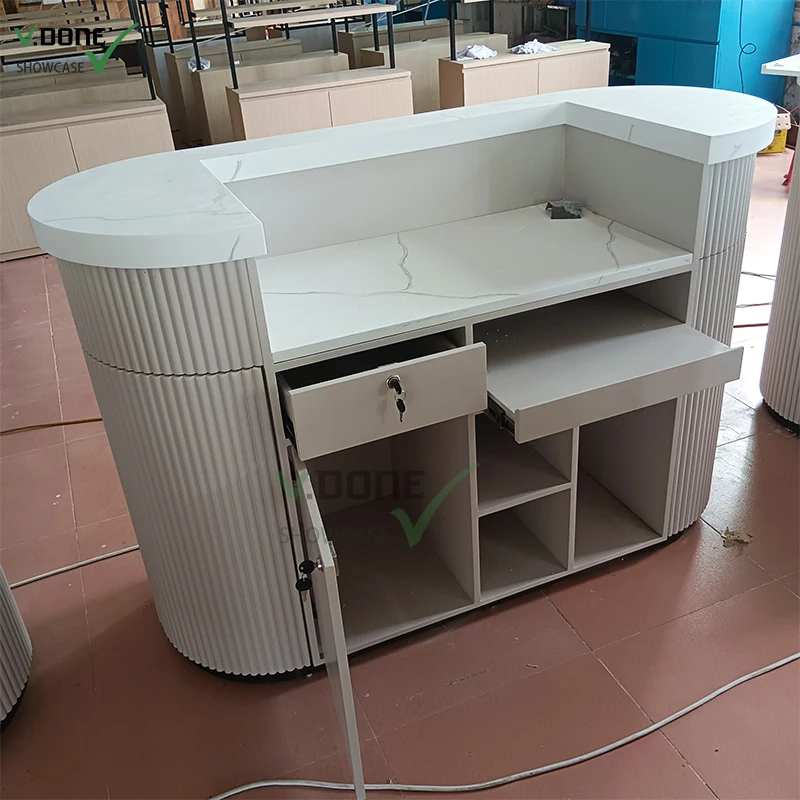 Best Selling Curved Luxury Front Desk White Modern Spa Reception Desk Counter For  Front Table reception Desk Beauty Salon
