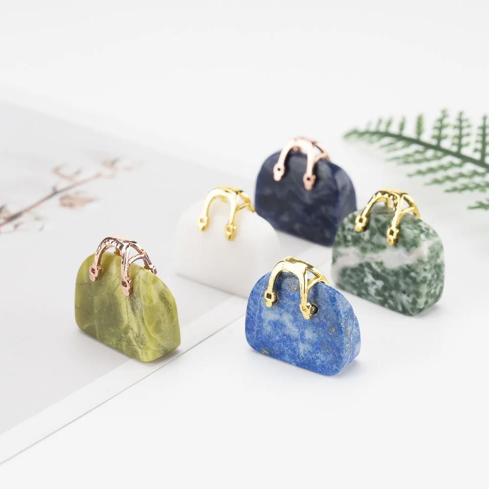 BZ JADE TIFA Factory wholesale 1 inches Mini Crystal Purse Carving - Crystal Handbag Pendant - Gemstone Purse for Gifts