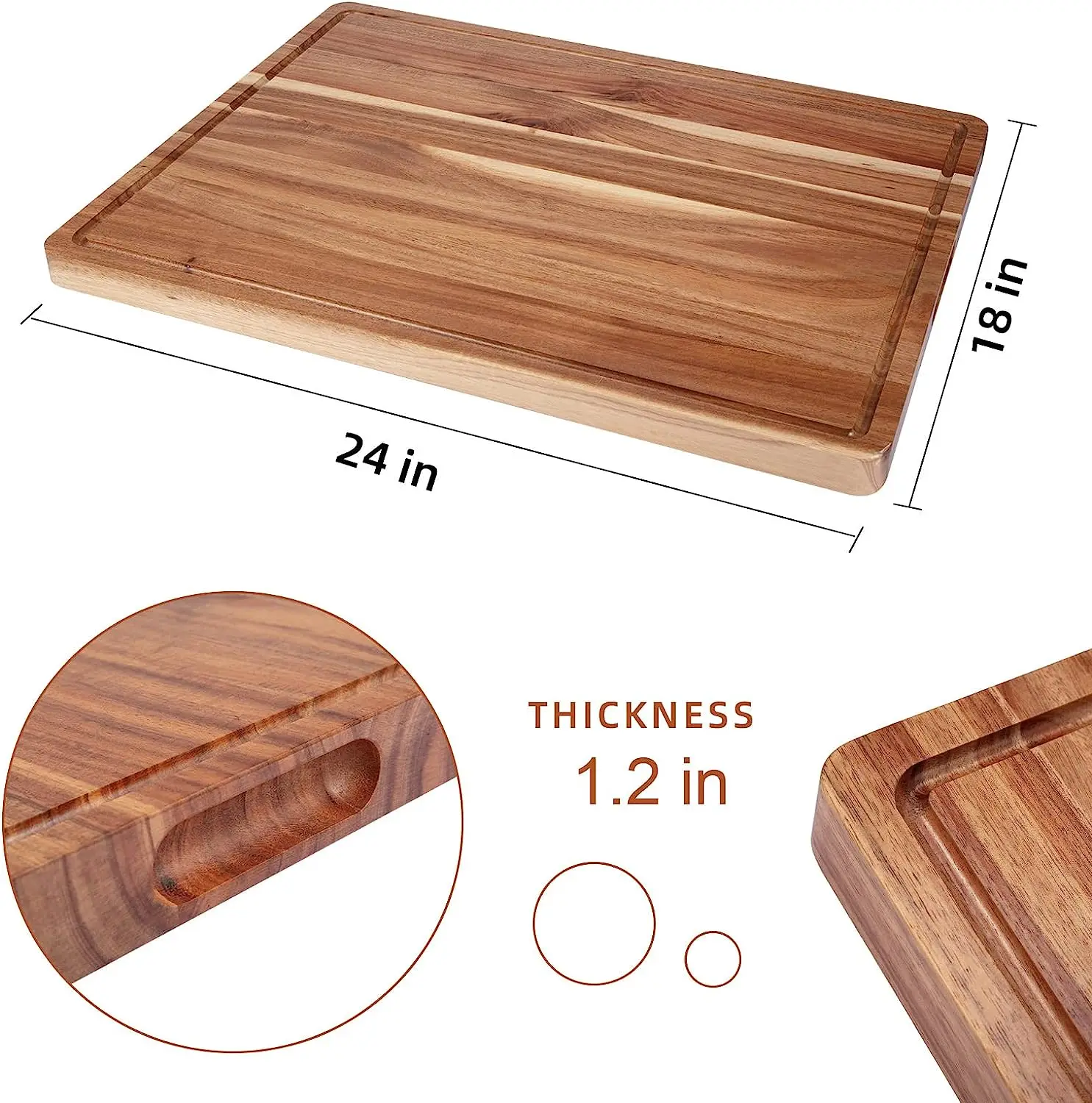 Large acacia wood cutting board for the kitchen,wooden cutting board with juice tank,suitable for meat andvegetablescuttingboard
