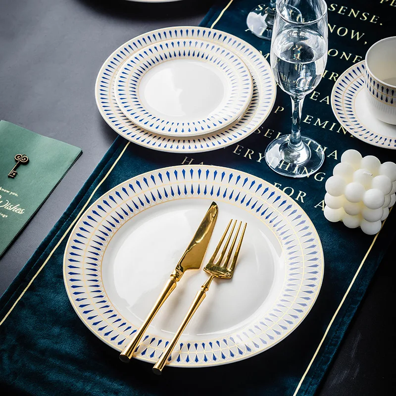 European-style Western cuisine golden edge British style ceramics cake dim sum banquet dried fruit tray marbling plate