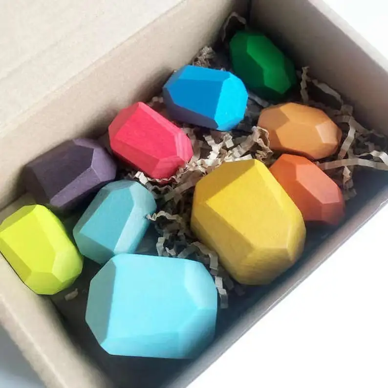 Muzhi Colorful Wooden Building Stones Educational Colorful Wooden Toy Stacking Game Puzzle Toy