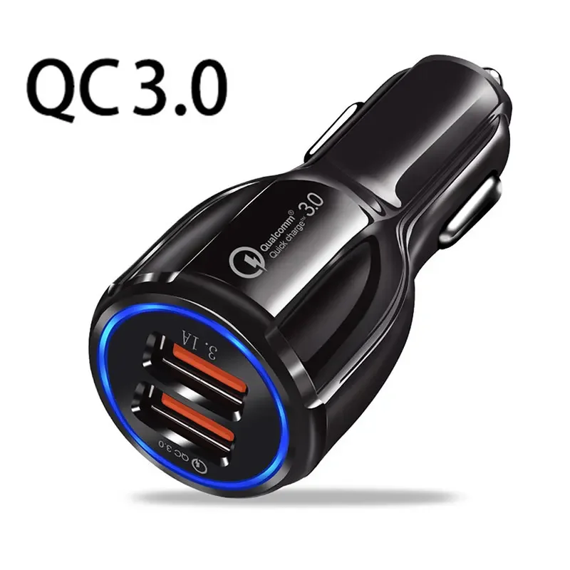 Автомобильное зарядное устройство 3.1A QC3.0 12-24 В автомобильный адаптер разветвитель прикуривателя 2 USB быстрое автомобильное для IPhone Xiaomi