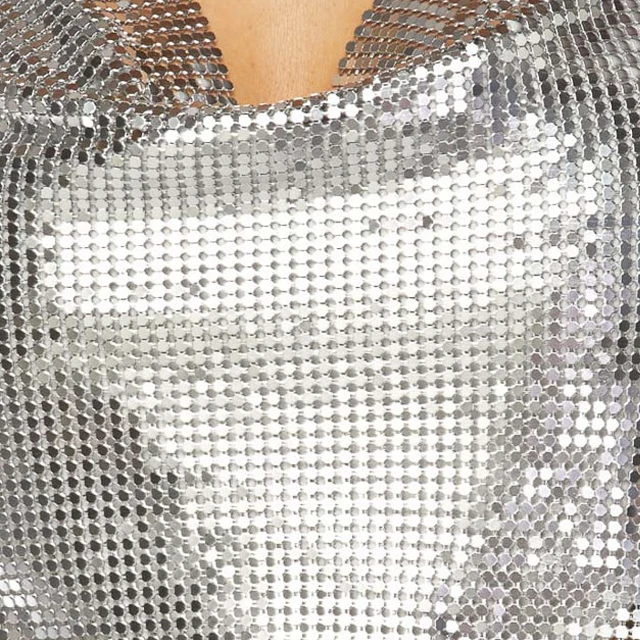  Мягкая гибкая серебристая алюминиевая ткань chainmail металлическая сетчатая с блестками для штор