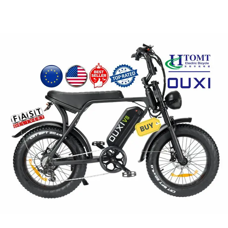 ELECTRIC BICYCLES OUXI V8 fat bike in EU USA warehouse double battery 15ah mountain bicycle 1000W hybrid retro bike