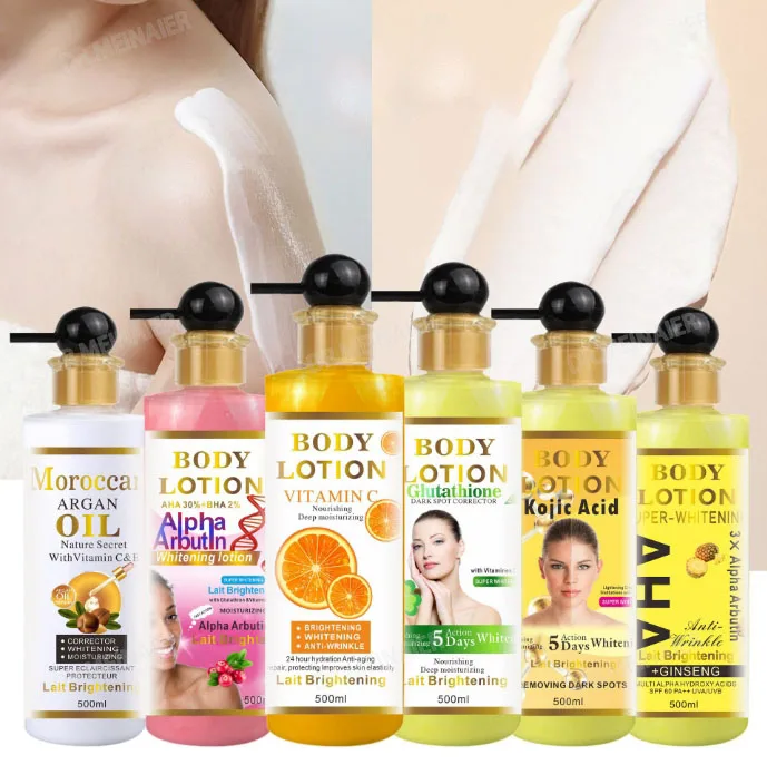 Best Whitening Body Lotion Skin Care Arbutin Kojic Gluta Turmeric Hydrating Body Milk AHA Carrot Anti aging Lightening Cream