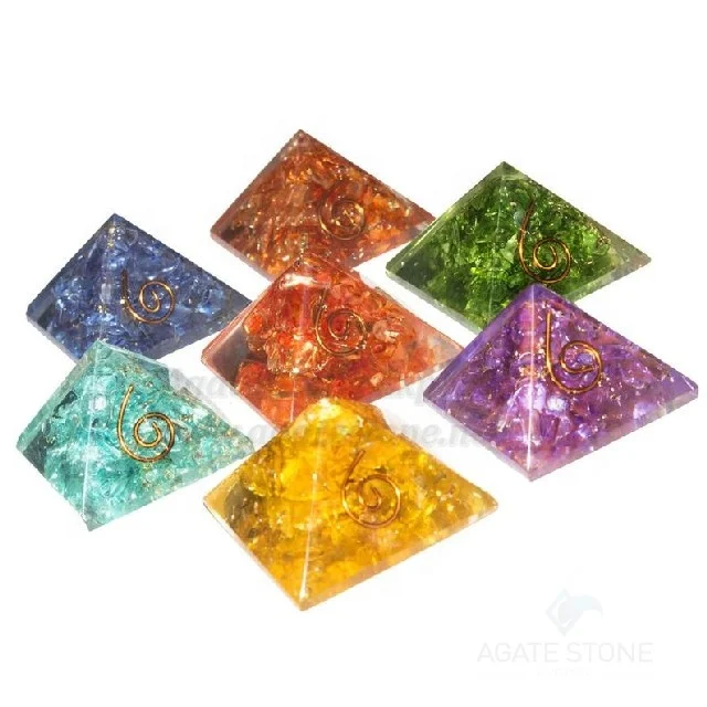 7 Chakra Orgonite Baby Small Pyramid Onyx Set for Sale