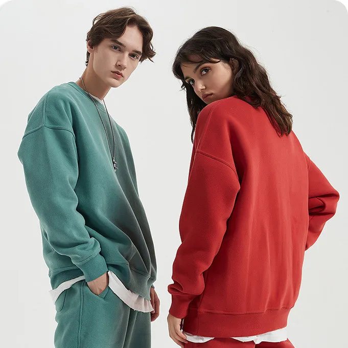 Factory Direct Supply Unisex Sport Clothing Set Round Neck Women Long Sleeve Top Velvet Sweatsuit