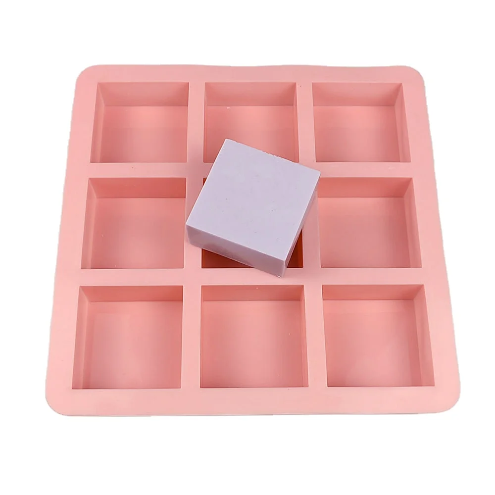 Reusable Easy Release DIY  Handmade Soap Making Molds 9 cavity 100g Sharp Straight Corner Square Silicone Soap Molds