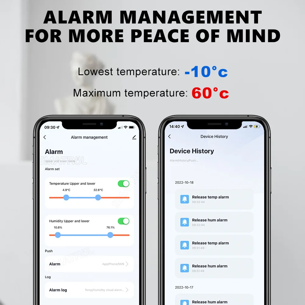 Smart home App remote monitor control temperature and humidity sensor Tuya intelligent wifi Bluetooth thermometer hygrometer