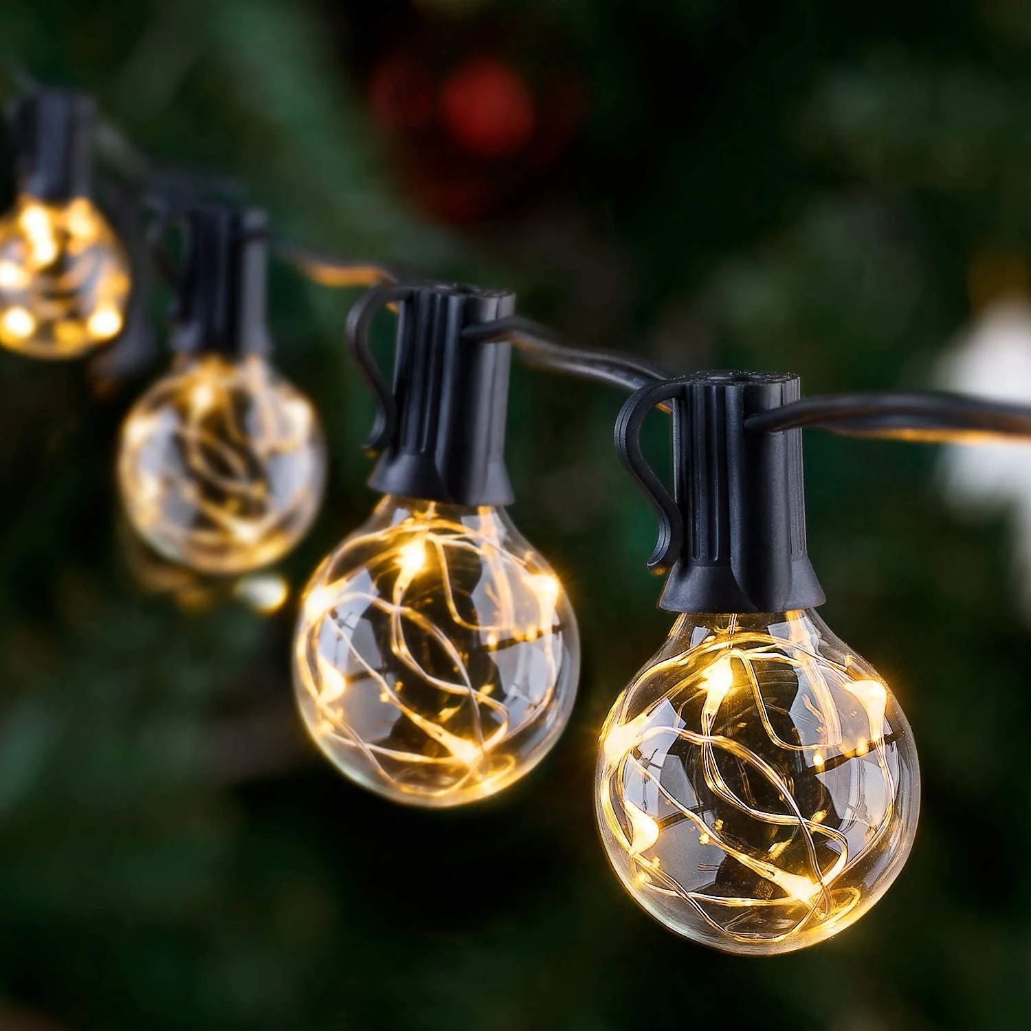 HOT SALE 25FT 50FT 100FT G40 LED String Lights Bulbs with Remote 8 Functions Copper Wire for Outdoor Wedding Party