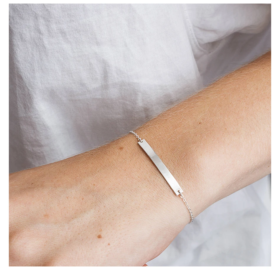 Low MOQ customized Message stainless steel bar bracelet engrave , charm bracelets stainless steel