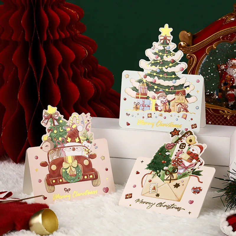 Christmas hot stamping greeting cards to send gift cards florist manufacturers wholesale blessing message card