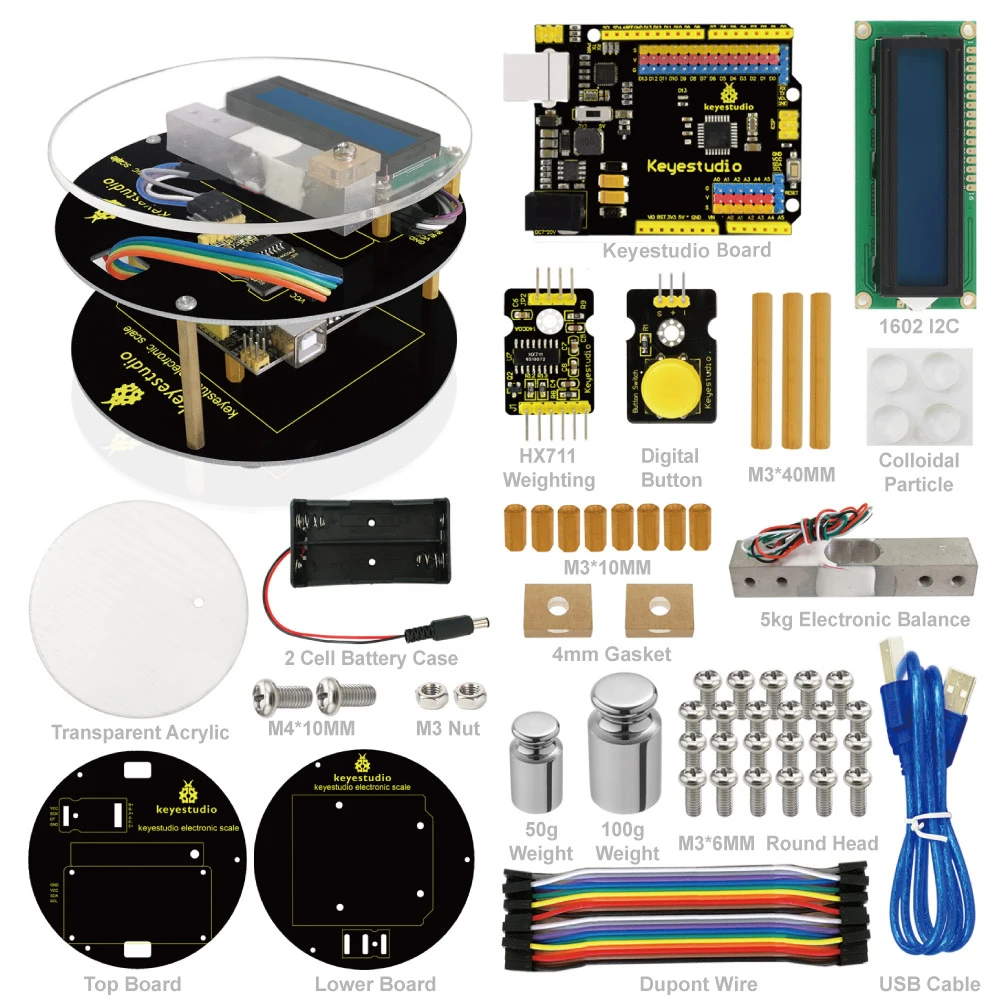 Keyestuido DIY Electronic Scale Starter Kit For Arduinos Education Programming based + 64 Page Book Manual