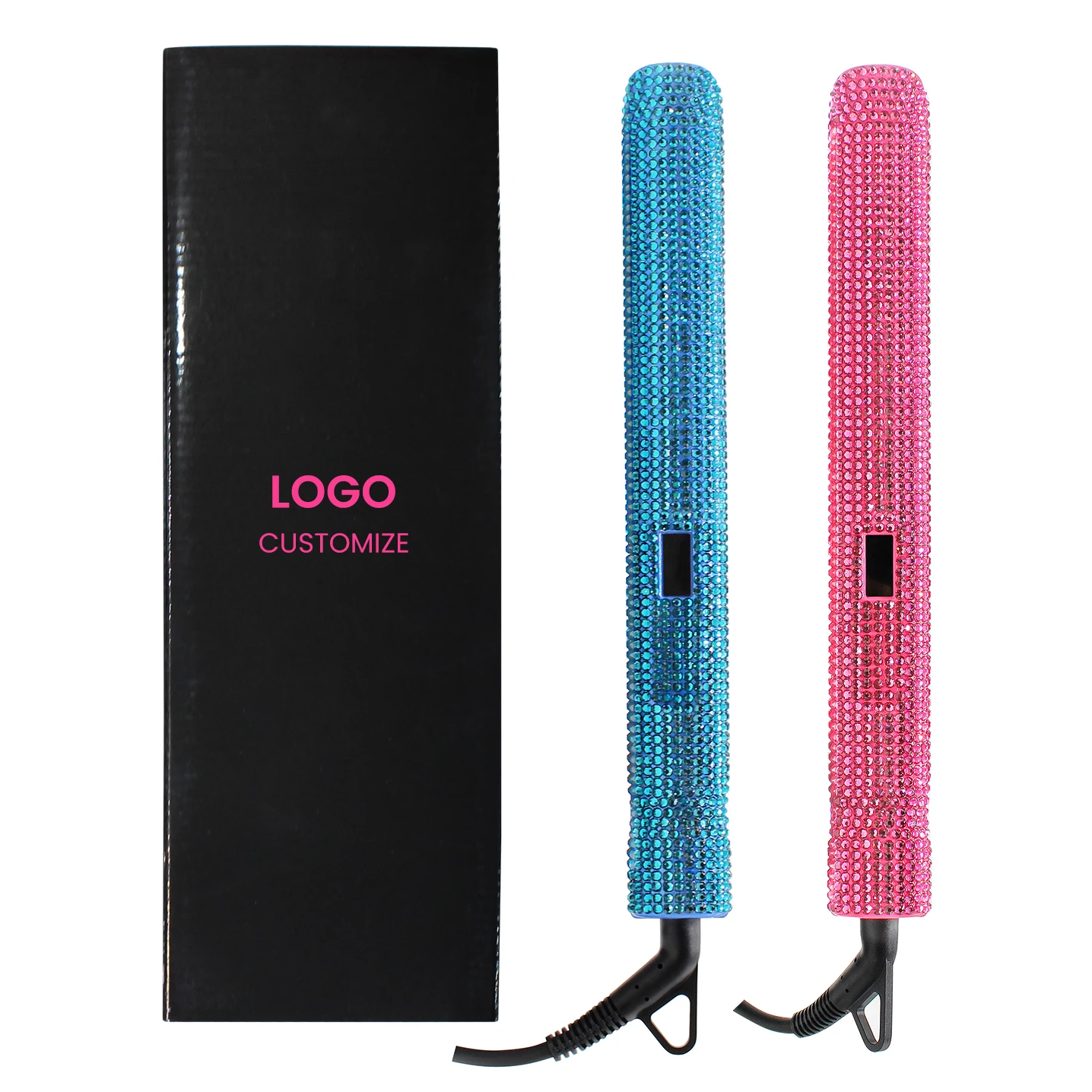 Wholesale Pink Black Rhinestone Electric 500 Degrees Hot Comb Hair Straightener Hotcomb Bling Hot Comb Electric