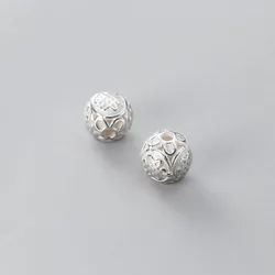 925 Silver Matte Chinese Knot 12MM Round Beads Spacer For Bracelet Handmade DIY Jewelry Accessories Wholesale