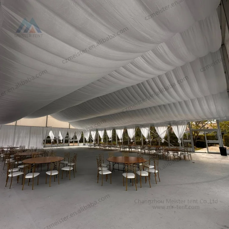 20x50m Large Outdoor White Blackout Pvc Tent for Event With Glass Panel Walls and Glass Doors