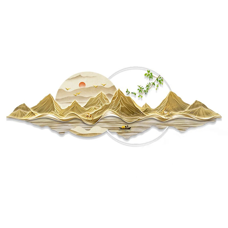 Wholesale of modern luxury landscape LED paintings  acrylic gold wall art and home decoration paintings for living room