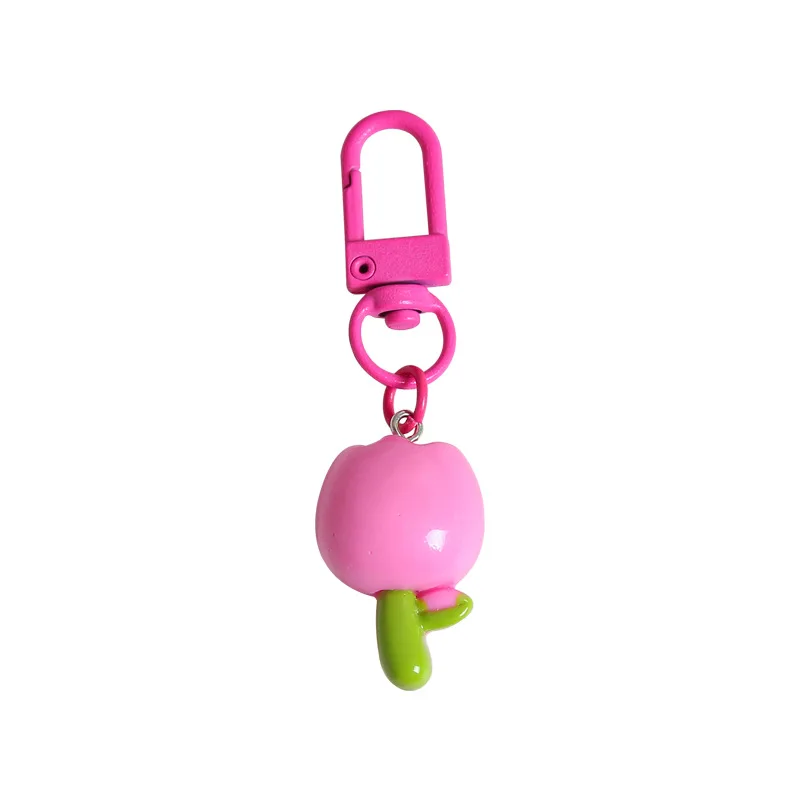 Resin tulip keychain pendant Sunflower Flower girl heart cute bag hanging earphones Packaging ornament
