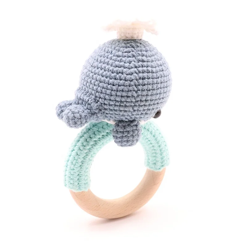 Оптовая продажа, детские деревянные кольца, погремушки, игрушки ручной работы, крючком, Кит, игрушка для прорезывания зубов