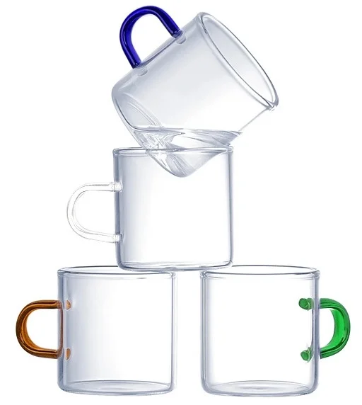 Small, thickened, heat-resistant mini glass teacups