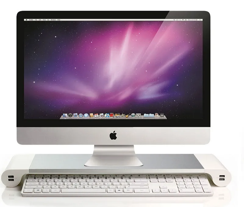 DL-TC1 Aluminum Desktop Monitor Stand Space Bar Non-slip Laptop Stand Riser with 4-ports USB charging for iMac, MacBook Pro, Air