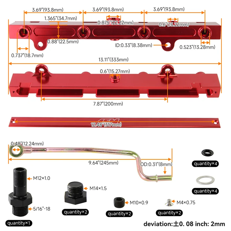 Aluminum Fuel Rail Fits For K20 K20A2 K20A3 K20Z1 RSX Integra Type R EP3 DC5 K24 Red / Black