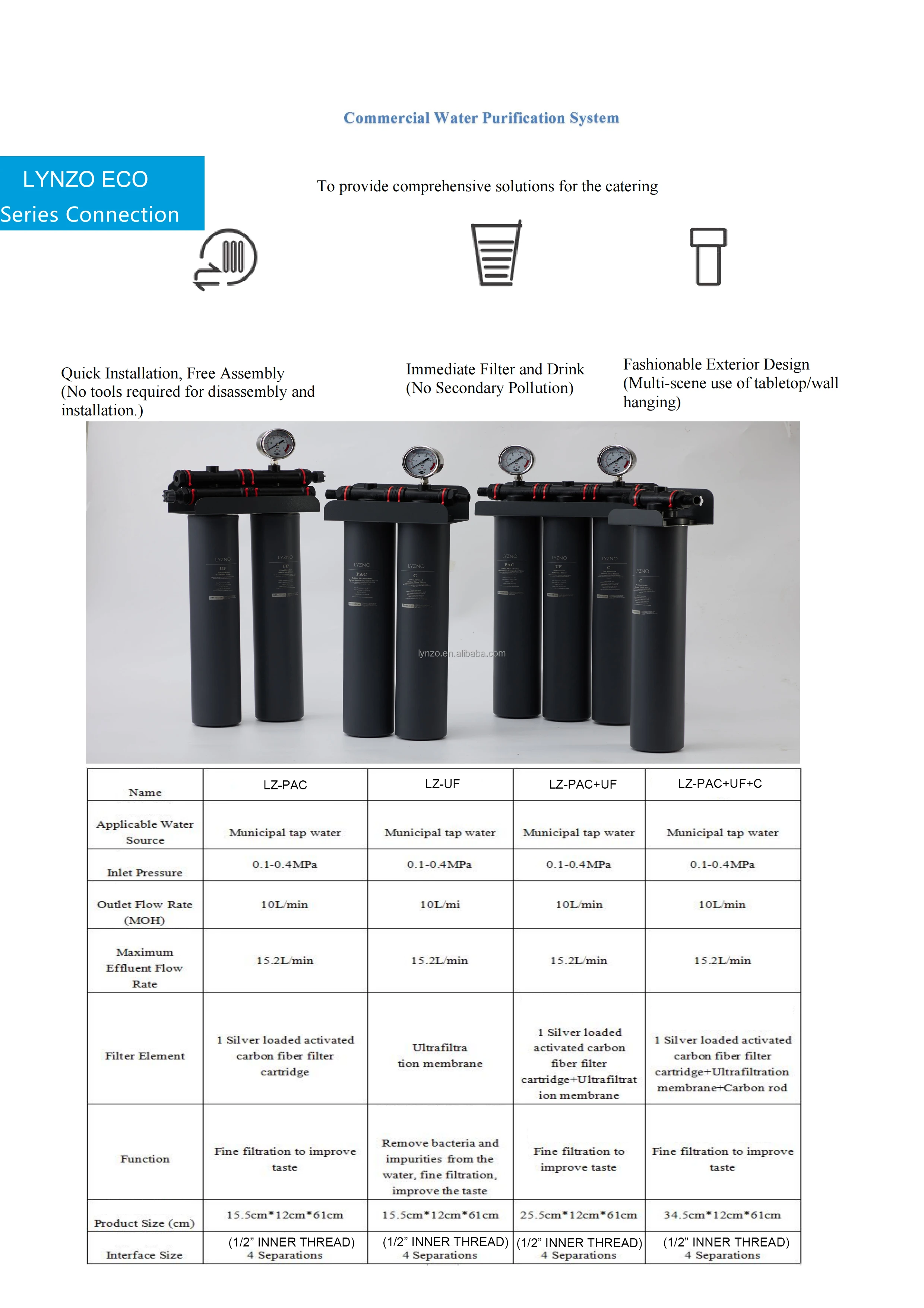 1 to 5 Stages UF Purifier Drinking Commerical Water Filter home drinking Water Filter System Ultrafiltration tap Water Purifier