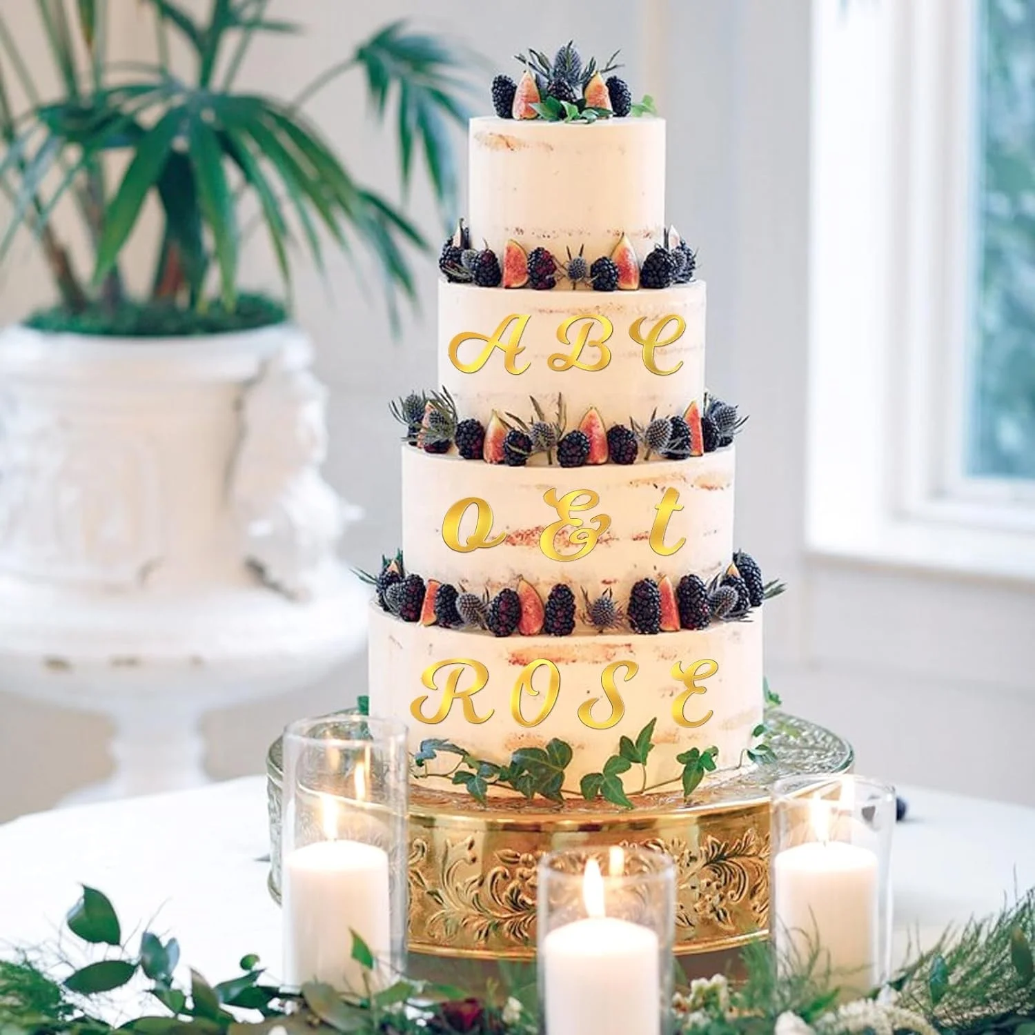 64pcs Gold Acrylic Cake Topper 0-9 Numbers A-Z Letters DIY Personalized Birthday Cake Decorating Custom Birthday Party Supplies