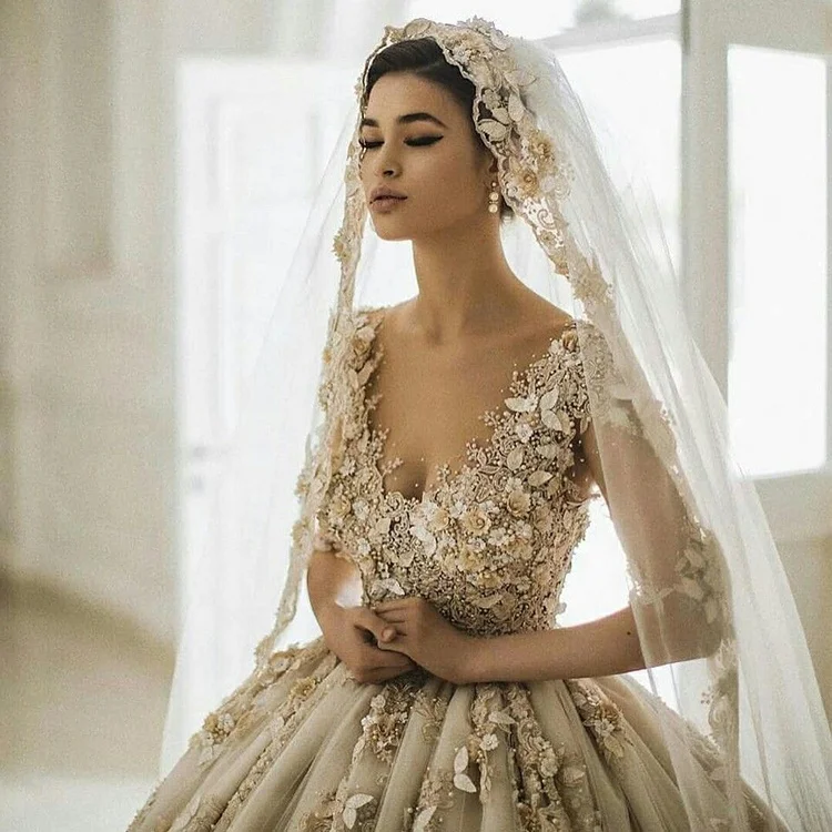 Женское кружевное скромное свадебное платье со съемным шлейфом больших размеров со съемным шлейфом, роскошное свадебное платье