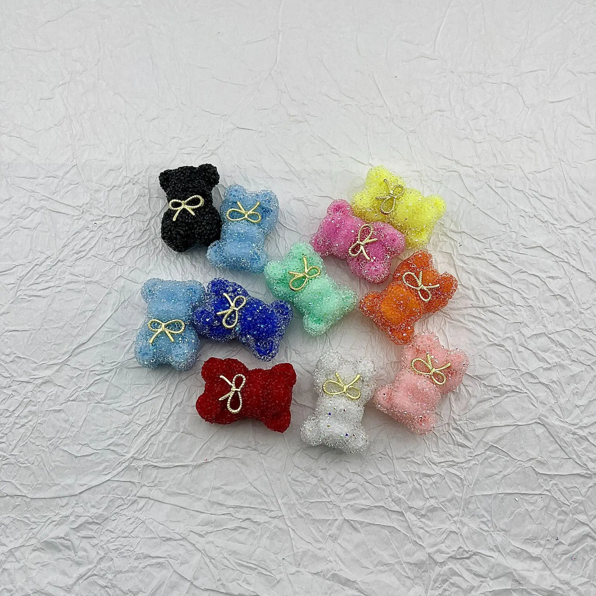 Luxury Bow Shaped Sugar Stone Bear Through-Hole Beads Handmade Diy Jewelry Bling Rhinestone Beads For Diy Pens