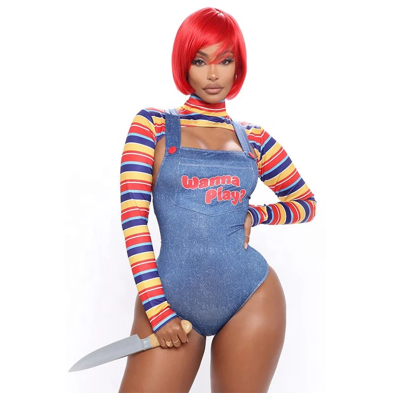 Plus Size New Style Female Plus Size Sexy Chucky Cosplay Clothing Chucky Halloween Costumes for Women