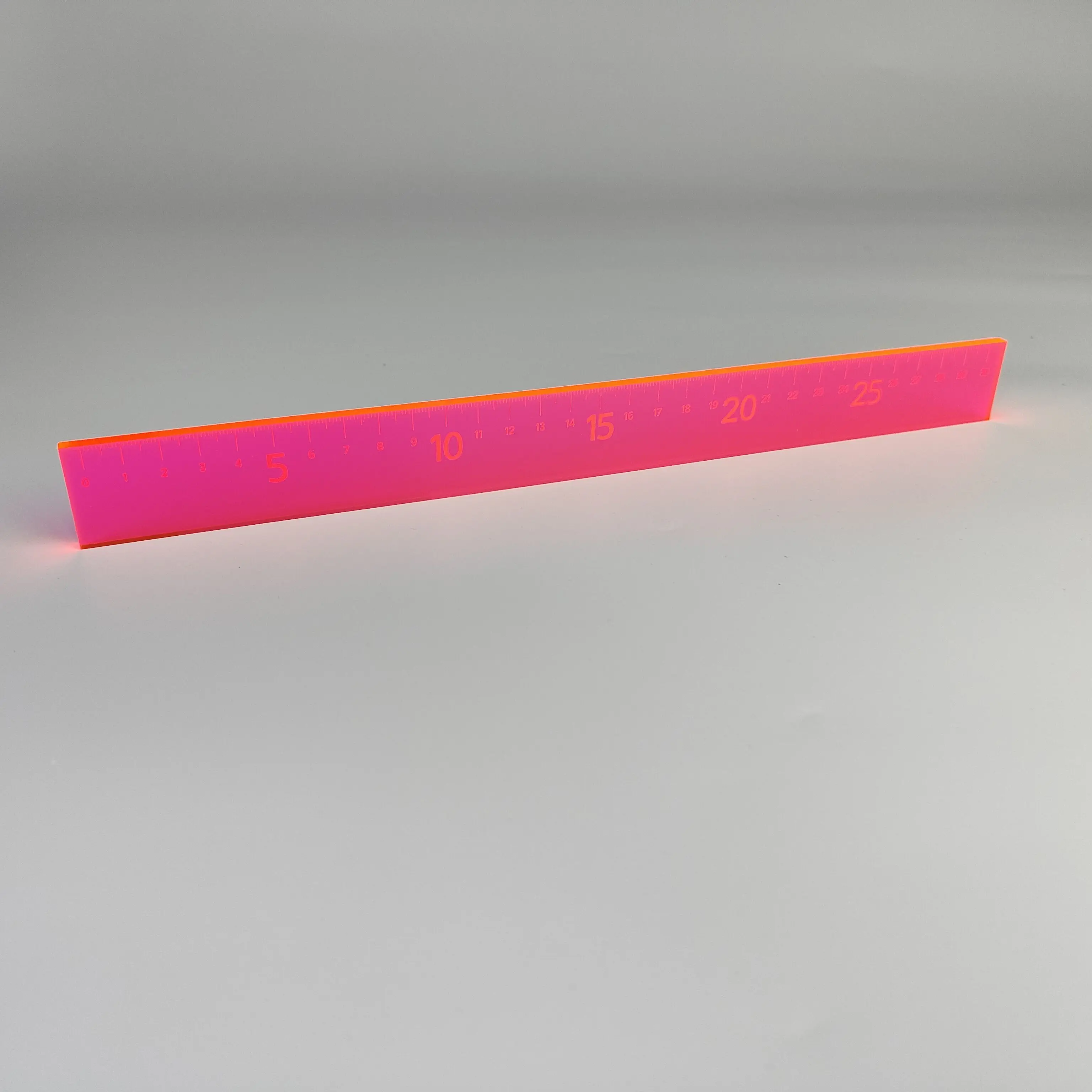 Hot Sell on Amazon Customized Neon Red Acrylic Straight Rulers for School or Promotion