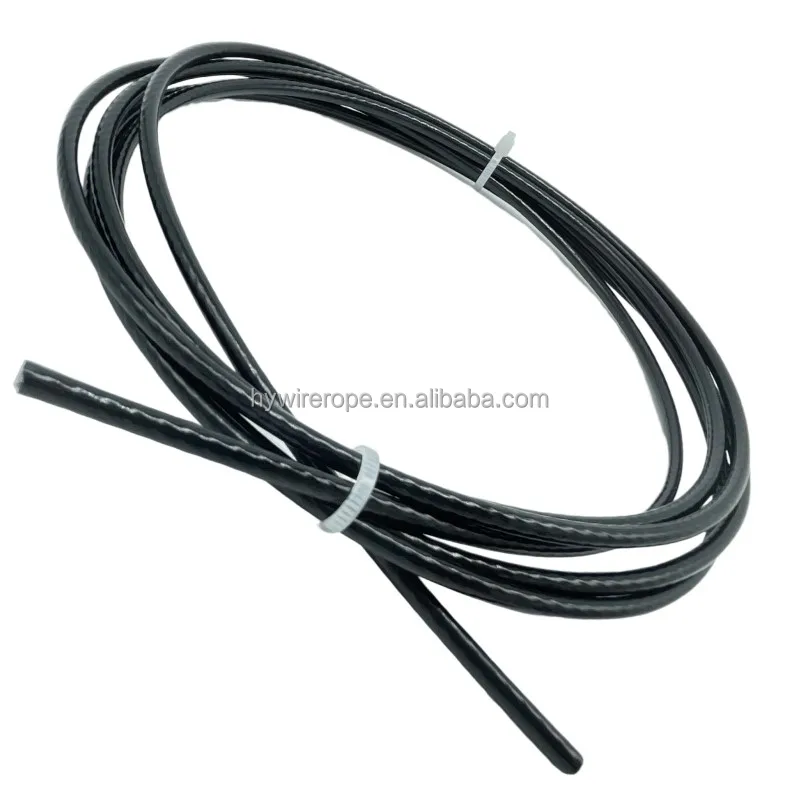 Black 7x19 4mm to 6mm TPU coated galvanized steel wire rope gym cable for protect the pulley from the gym