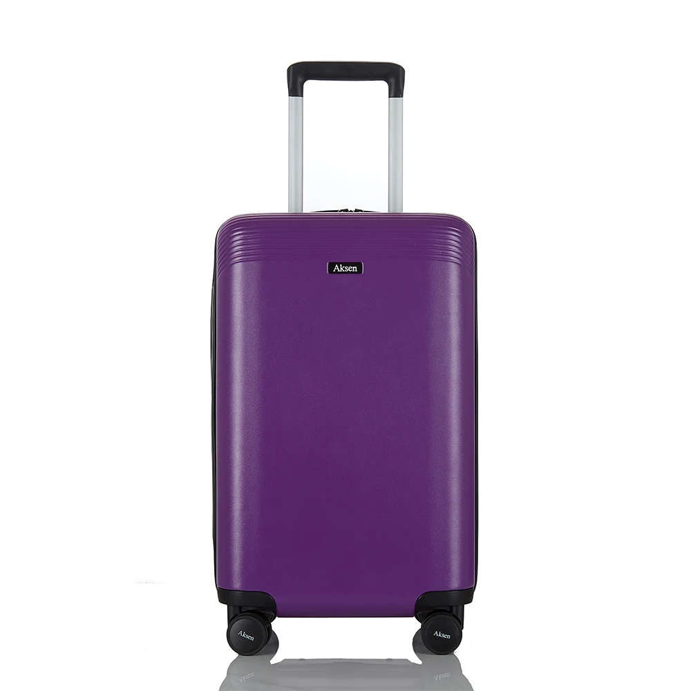 Smart USB port PC fingerprint lock waterproof zipper tsa Cabin trolley bag Hardside purple suitcases luggage