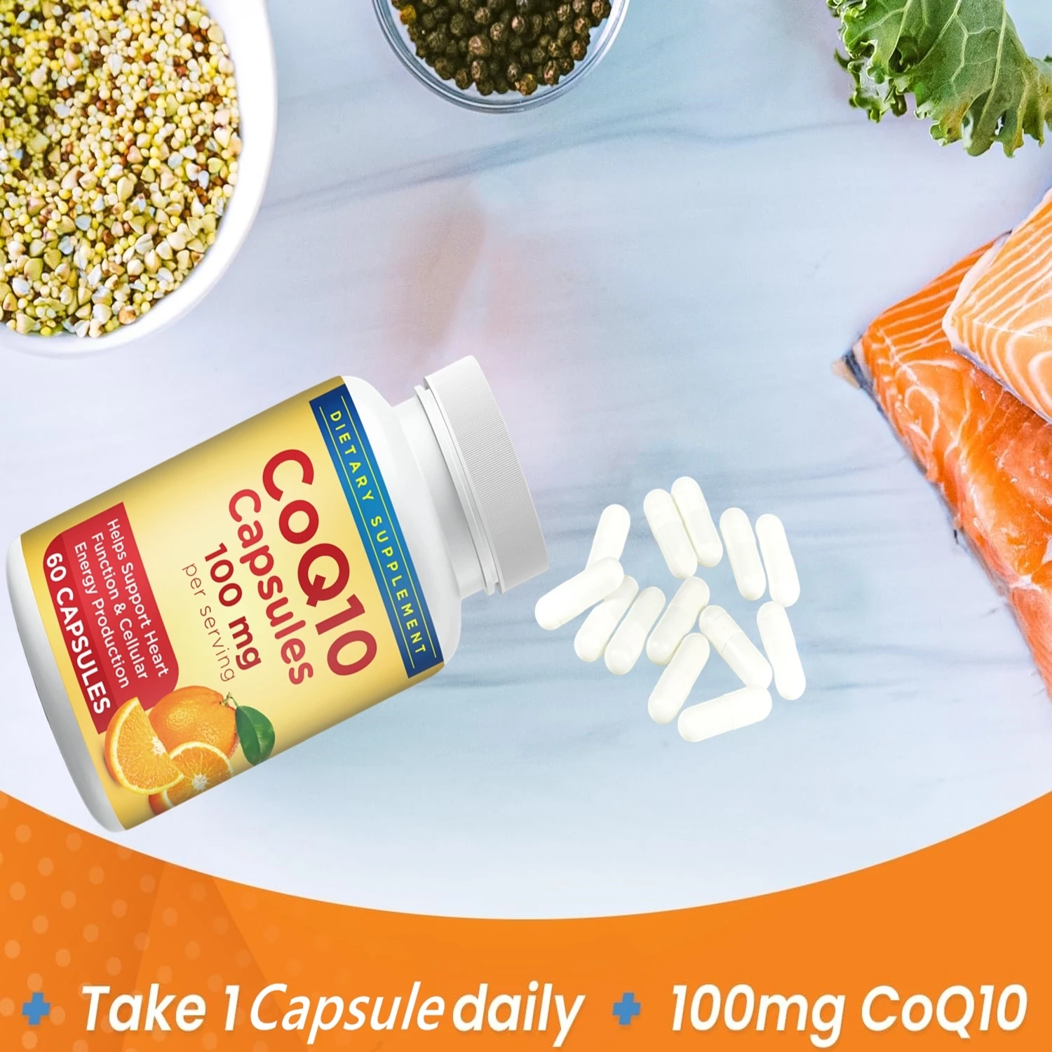High Absorption COQ10 Capsule Coenzyme Q10 Powder Coq10 Supplement for Heart Health and Energy Production