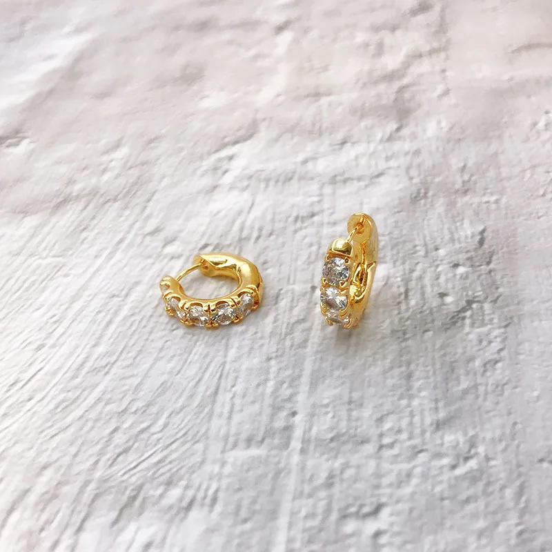 Gold plated copper 18k gold plated holiday gift fashion hoop green rhinestone earrings