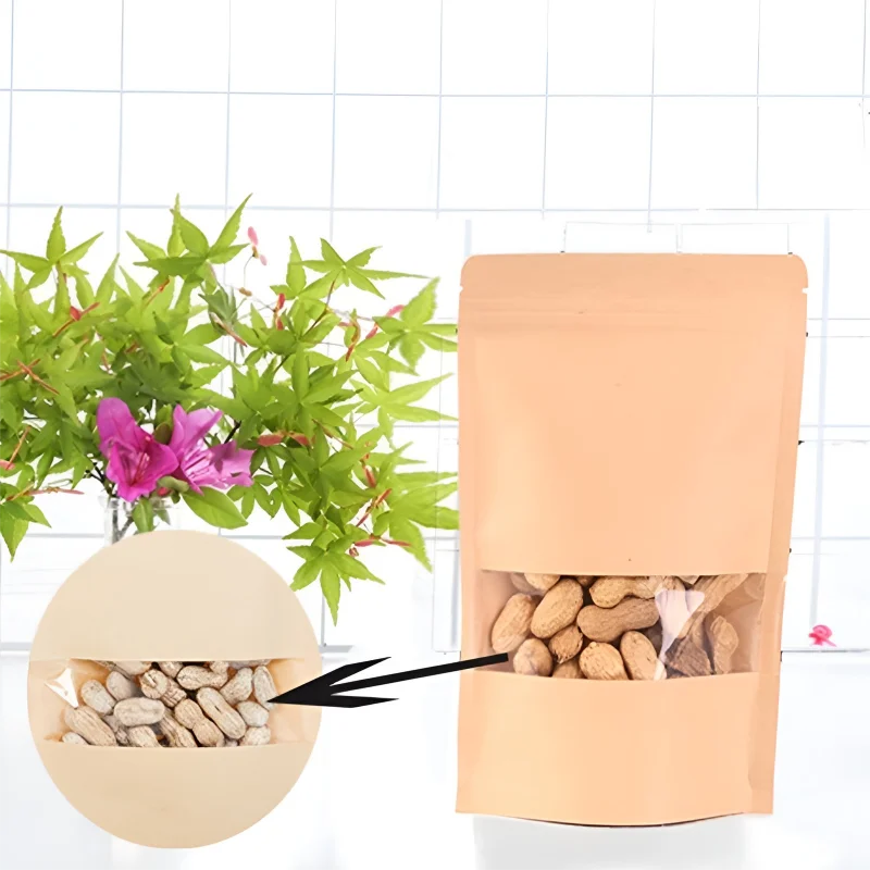 Kraft Paper Bags Food Ziplock Bag Candy Tea Nut Moisture Proof Pouch Diy Handmade Cookies Packing Bag Baking Supplies