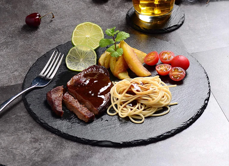30cm Stone Slate Plate Round Board Slab Serving Grill