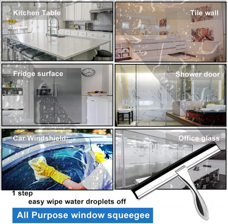 
Stainless Steel Squeegee Wiper Bathroom Shower Window Squeegee for Mirror/Glass/Car 