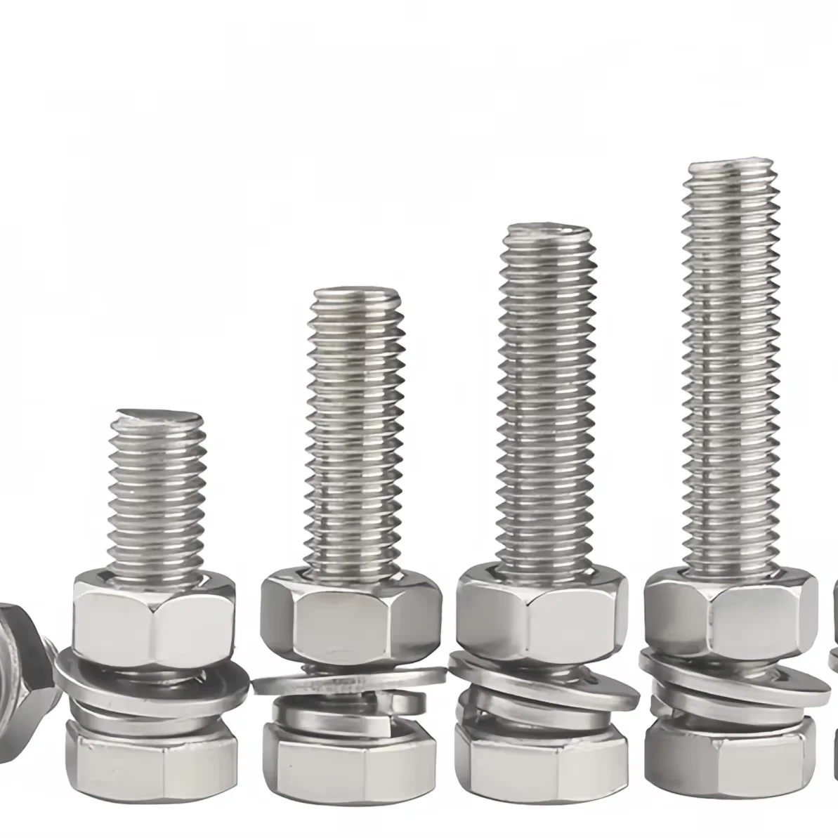 201 Stainless steel outer hexagon bolt and nut set Screw washer set M6M8M10M12*16-20-150