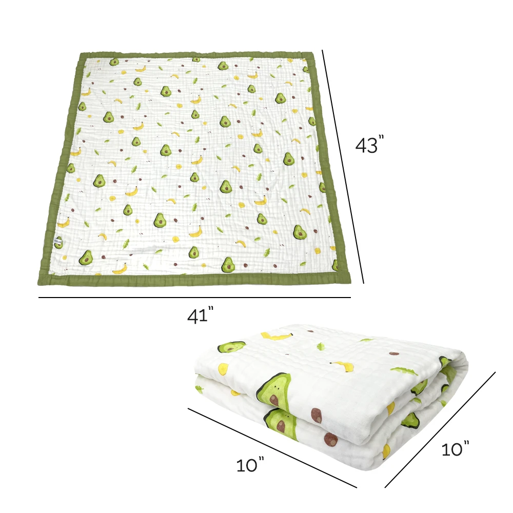 100% Organic Cotton Muslin Gauze Swaddle Baby Bedding 6 Layer Custom Print Muslin Blankets For Babies