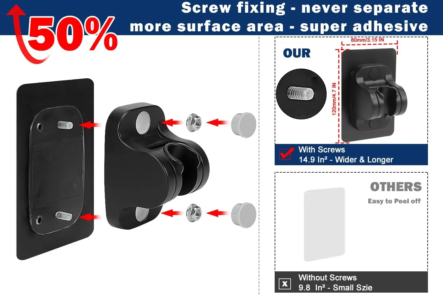 Fast Delivery Adjustable Self Adhesive Shower Head Holder With 360 Degree Rotation Wall Mounted No Drilling Bathroom Accessory